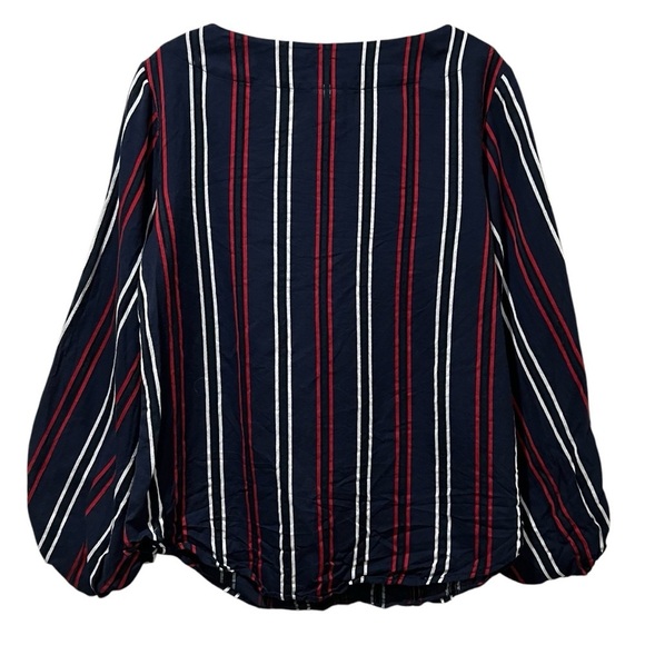 Cabi Medium #5516 Red White Blue Flag Vertical Stripe Blouse R1 - Picture 2 of 5